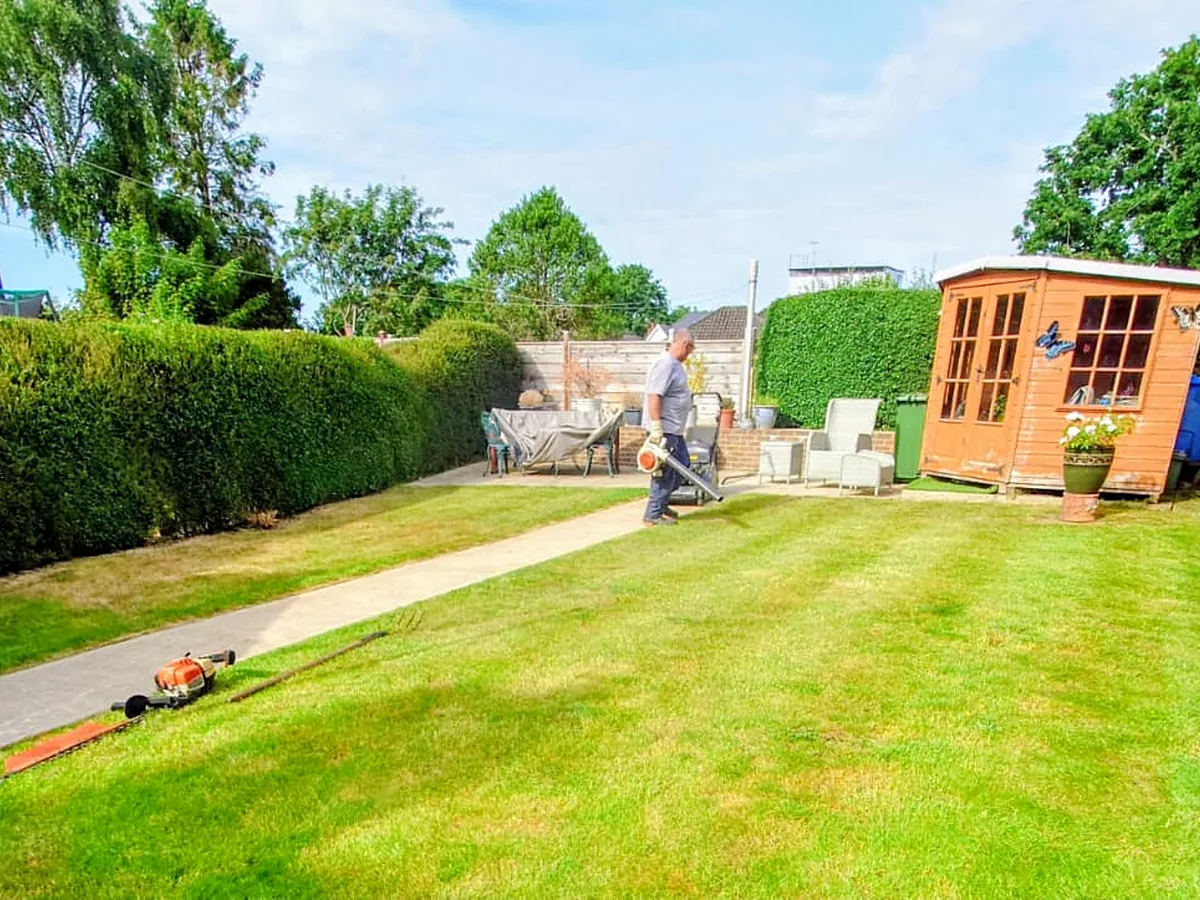 Garden maintenance in progress
